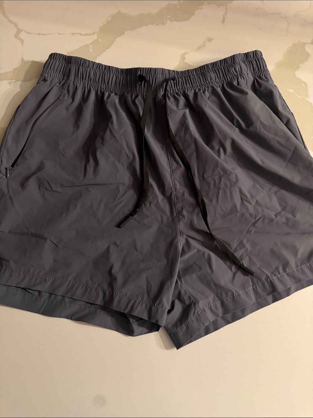Lightweight Gray Drawstring Swim/Workout Shorts